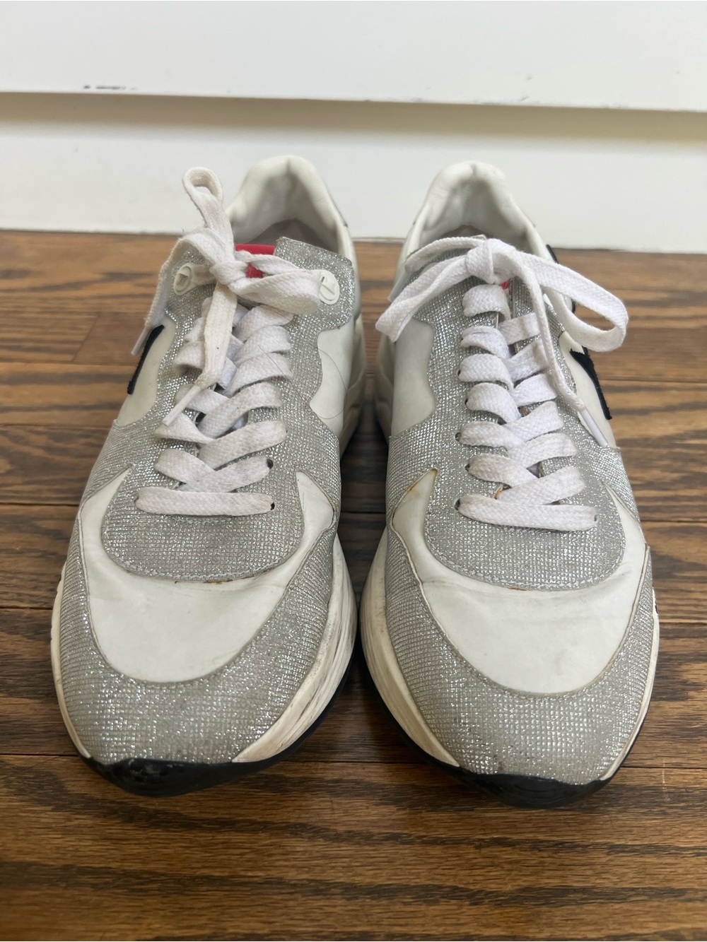 Like new Golden Goose Running Silver Glitter Sneaker Black Star 38 - Picture 5 of 7